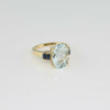 10K Yellow Gold Aqua Blue Topaz and Sapphire Ring Size 6.5 Circa 1990