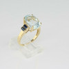 10K Yellow Gold Aqua Blue Topaz and Sapphire Ring Size 6.5 Circa 1990