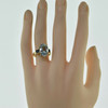 10K Yellow Gold Aqua Blue Topaz and Sapphire Ring Size 6.5 Circa 1990
