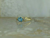 10K Yellow Gold Blue Topaz Trillion Ring Size 7 Circa 1990