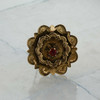 10K Yellow Gold Garnet Victorian Pin Hand Engraved Decoration Circa 1890