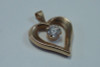 10K Yellow Gold Heart Shaped Pendant with Cubic Zirconia