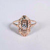 10K Yellow Gold Filigree Diamond Chip Ring , Size 10.25