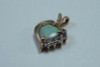 10K Yellow Gold Heart Shaped Opal Pendant with Diamond Chips