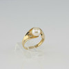 10K Yellow Gold Pearl and Diamond Accent Ring Size 7.25 Circa 1970