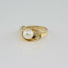 10K Yellow Gold Pearl and Diamond Accent Ring Size 7.25 Circa 1970