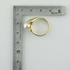 10K Yellow Gold Pearl and Diamond Accent Ring Size 7.25 Circa 1970