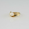 10K Yellow Gold Pearl and Diamond Accent Ring Size 7.25 Circa 1970