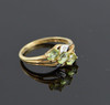 10K Yellow Gold Peridot and Diamond Accent Ring, Size 7