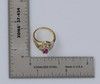 10K Yellow Gold Ruby and Diamond Ring, Bypass Design Circa 1990's Size 7.25