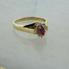 10K Yellow Gold Ruby and Diamond Ring Size 9.25 Circa 1980