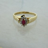 10K Yellow Gold Ruby and Diamond Ring Size 9.25 Circa 1980