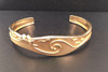 18K Yellow Gold Bangle Bracelet Ocean Waves and Gulls Design