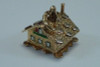 18K Yellow Gold & Enamel Mountain Cabin Charm/Pendant Articulated