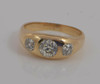 14K Men's Three Stone Diamond Ring w/6.5 mm. Mine Cut Center 2ct. tw., Size 9.25