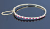 14K Yellow Gold Super Diamond & Ruby Hinged Bangle Bracelet, Circa 1970