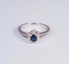 Platinum Engagement Ring with Sapphire and Diamond Chips size 6.5