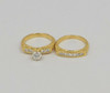 14K Yellow Gold Retro Diamond Engagement & Wedding Set, Size 6.25