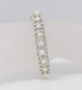 14K White Gold Edwardian Style Diamond and Pearl Hinged Bangle Bracelet