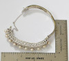 14K White Gold Edwardian Style Diamond and Pearl Hinged Bangle Bracelet