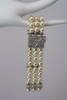 14K White Gold Triple Strand Pearl Bracelet with Diamond Clasp ,8.25" long