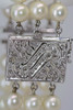 14K White Gold Triple Strand Pearl Bracelet with Diamond Clasp ,8.25" long
