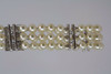 14K White Gold Triple Strand Pearl Bracelet with Diamond Clasp ,8.25" long