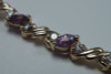 14K Yellow Gold Amethyst and Diamond Bracelet, 6.5 inch