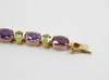 14K Yellow Gold Amethyst and Peridot Bracelet, 6.75" Long