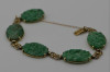 14K Yellow Gold Antique Carved Jadeite Bracelet, Circa 1930