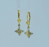 14K Yellow Gold Cross Design Diamond Chip Earrings