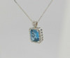 14K White Gold Blue Topaz Pendant app. 5 ct. with 18" Box Link White Gold Chain
