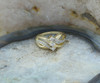 14K Yellow Gold 3 Diamond Ring with Double Bypass Design Circa 1990, Size 5.25
