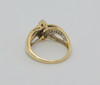 14K Yellow Gold 3 Diamond Ring with Double Bypass Design Circa 1990, Size 5.25