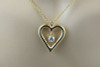 14K Yellow Gold Heart Shaped Pendant with Floating Diamond and Chain