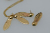 14K Yellow Gold Maple Seed Pod Earrings and Necklace Set, Circa 1980