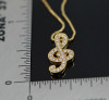 14K Yellow Gold "G" Clef Shaped Pendant with Diamonds on 14" Box Chain