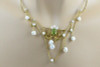 14K Yellow Gold Peridot Baroque Pearl Lavalier - Secessionist Style