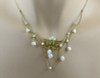 14K Yellow Gold Peridot Baroque Pearl Lavalier - Secessionist Style