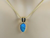 14K Yellow Gold Opal Freeform and Diamond Pendant on 15" Chain