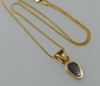 14K Yellow Gold Opal Freeform and Diamond Pendant on 15" Chain