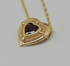 14K Yellow Gold Heart Shaped Garnet Pendant on 20" Chain