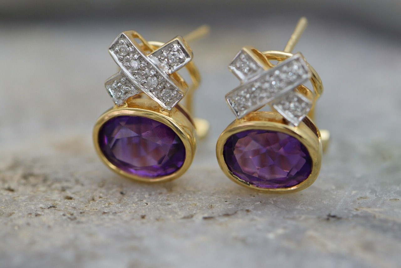 DSF Antique Jewelry Exquisite Amethyst Diamond Bracelet Clips Ring Earrings Set