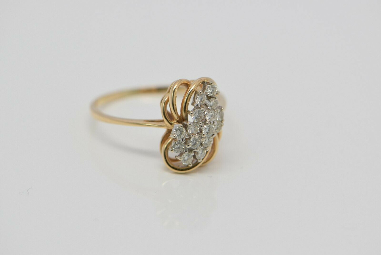 Trio 18K Yellow Gold Diamond Flower Cocktail Ring | Cadar – CADAR