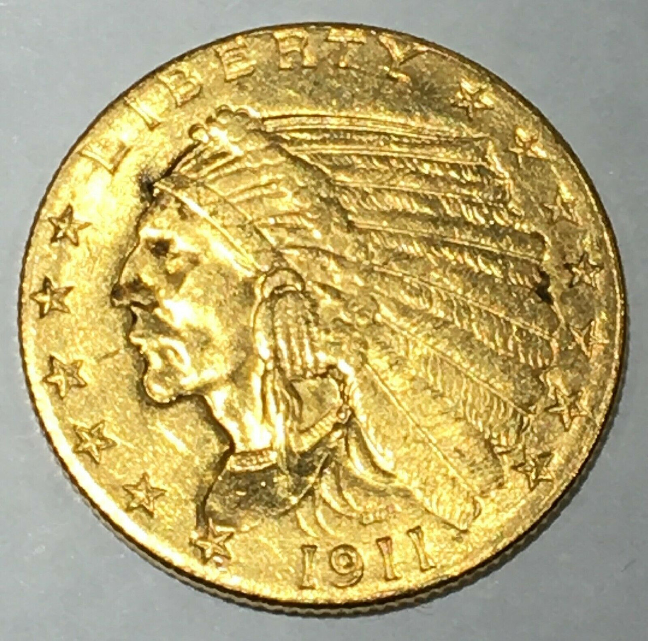 1911 Indian Gold Quarter Eagle $2.50 Coin - Colonial Trading Company