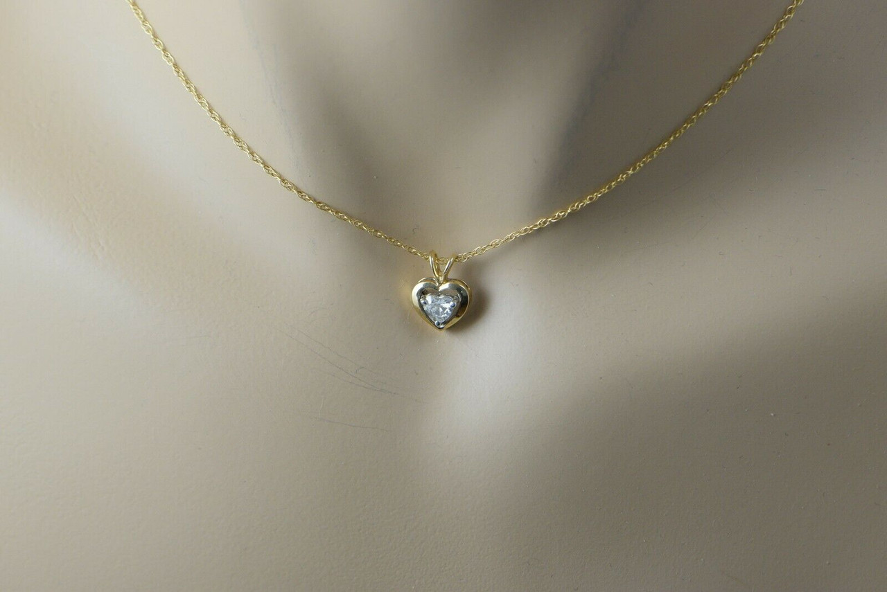 Yellow Gold Diamond Heart Lock Necklace