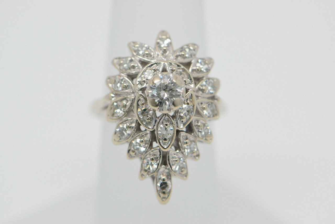 C. 1950 Vintage 1.60 ct. t.w. Diamond Flower Pin in 14kt White Gold