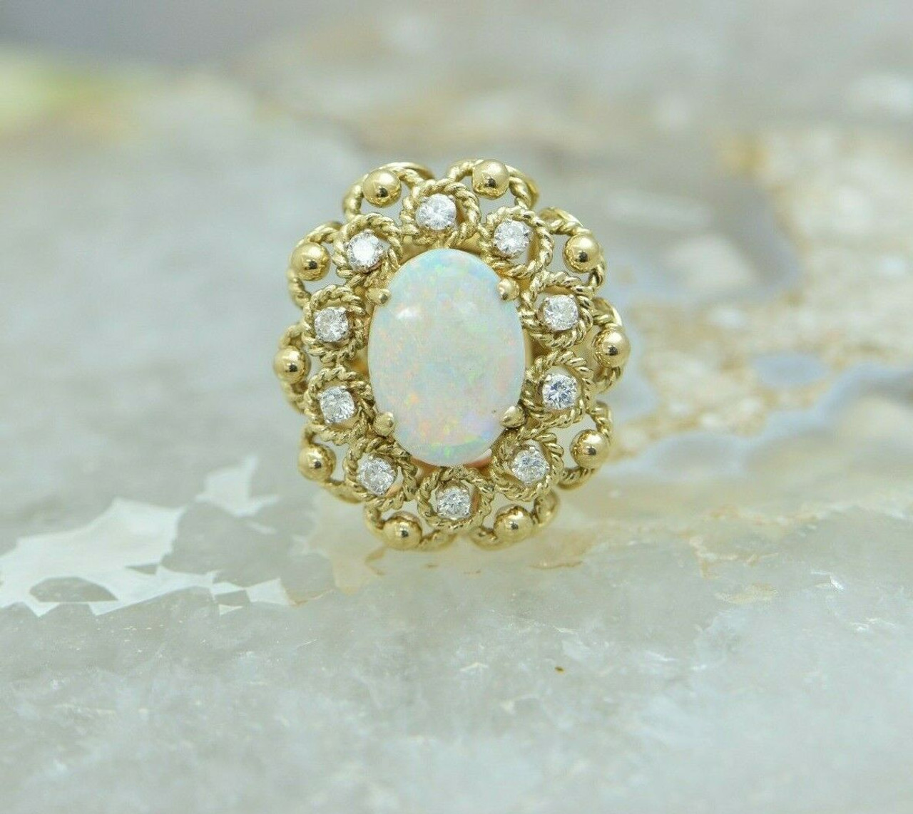 Large opal and diamond on sale ring