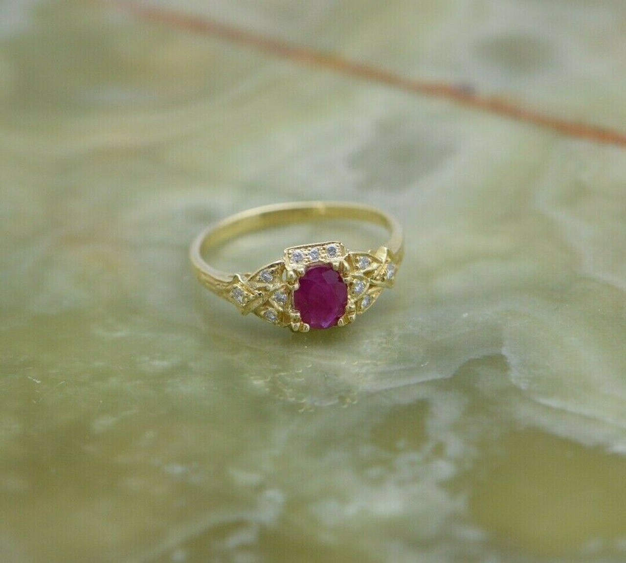 18K Yellow Gold Ruby and Diamond Ring