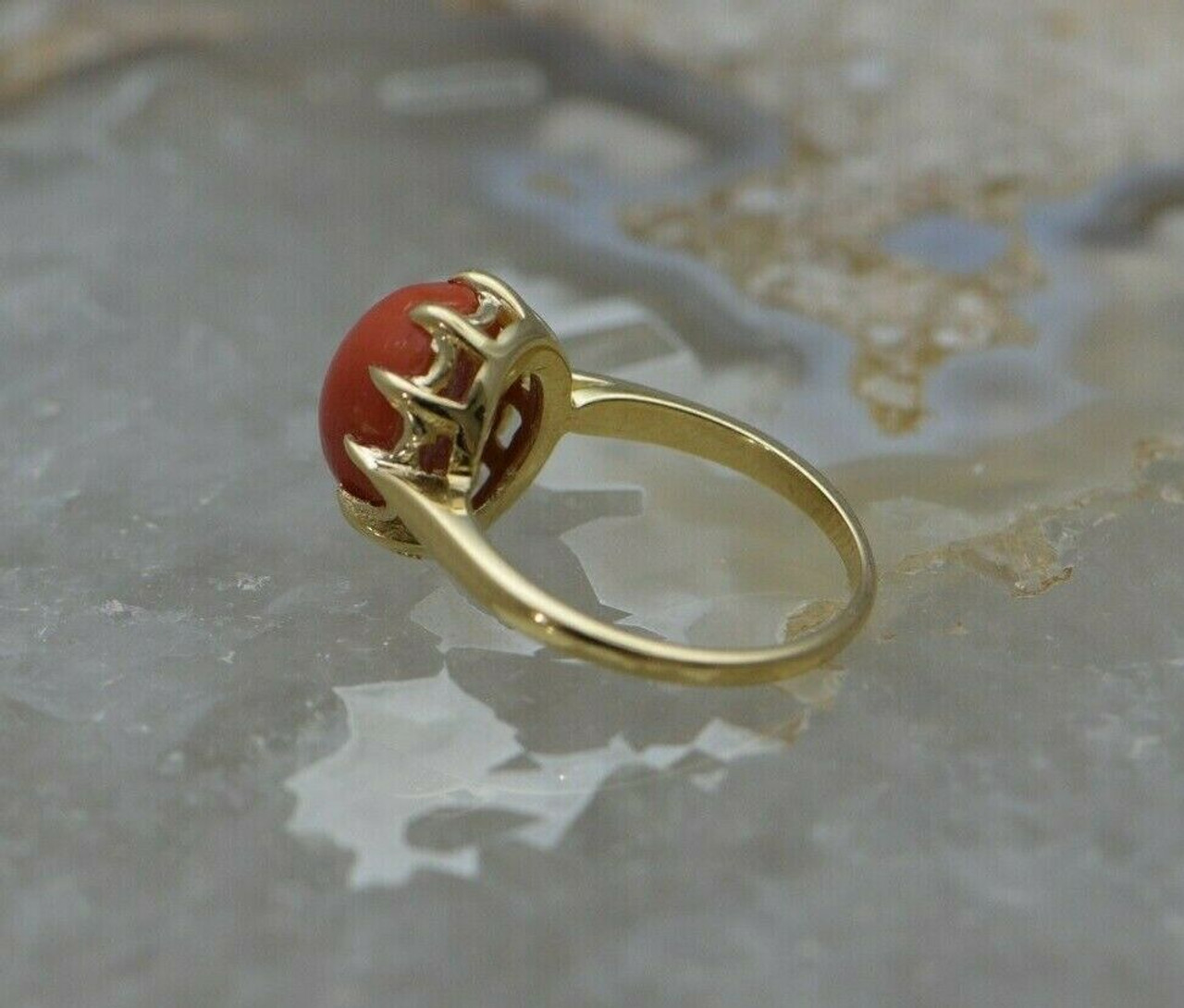 Ring Elegant Italian Red Coral Zirconia and Silver | Eredi Jovon Venice